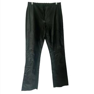 Vintage Cache Leather Black Flare Pants Whipstitch Trim Women's Size 6